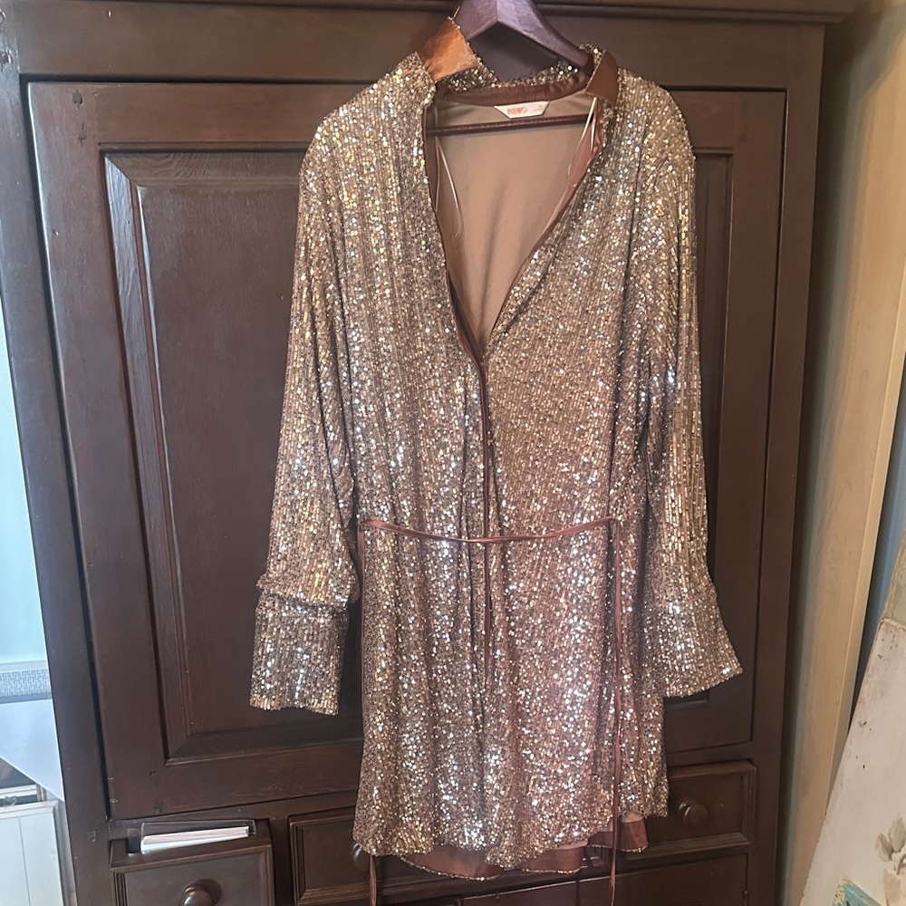 Sequin Mini Dress in Gold
